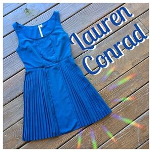 LAUREN CONRAD Navy Pleated Dress
